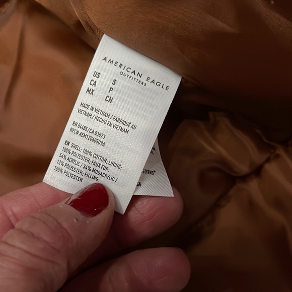 American Eagle Brown Corduroy Zip-Up Hooded Parka size small Ships Same Day! - Picture 7 of 13